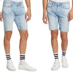 Frame L’Homme Cutoff Denim Shorts in Bluebell